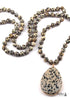 Boho Necklace, RH Rose Quart Amazonite, Oval Blue Pink Natural Stone